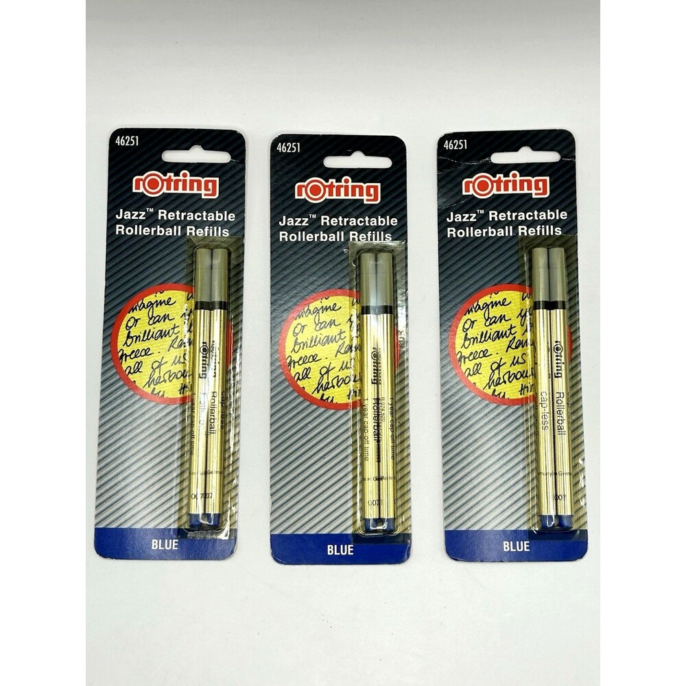 Vintage Rotring Rollerball Refills Jazz Retractable Blue 46251 Lot Of 3 -6 Total